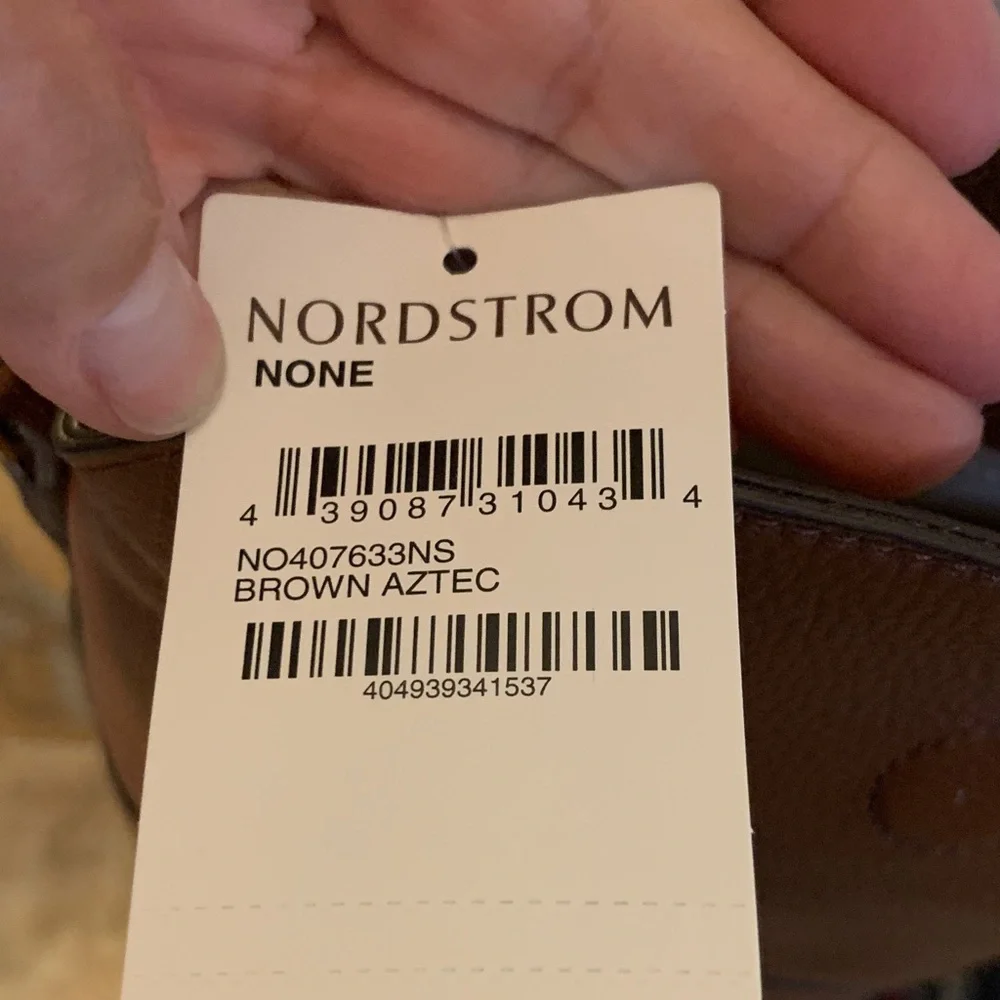 NWT Nordstrom Aztec Brown Leather Crossbody Bag